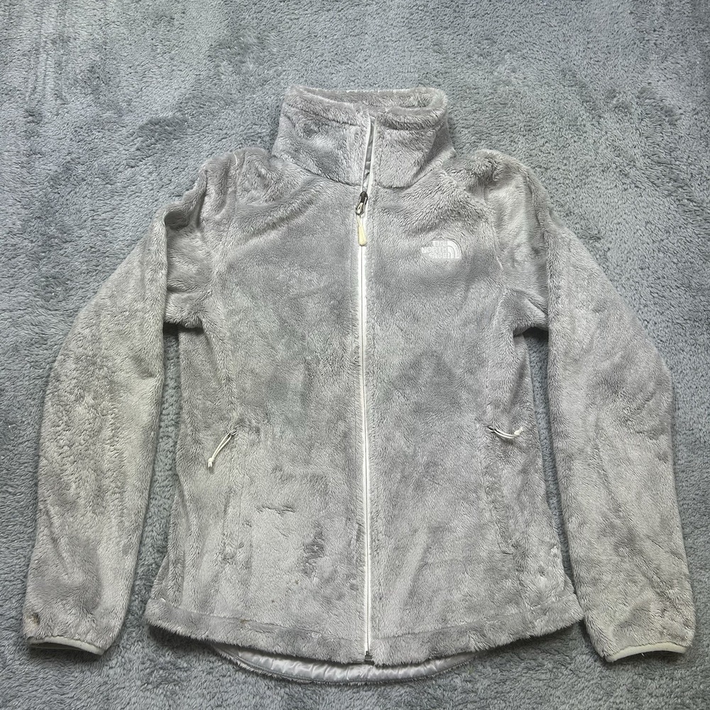 The North Face Osito Jacket Womens S Gray Deep Pile Fleece Full Zip Pockets SPOT